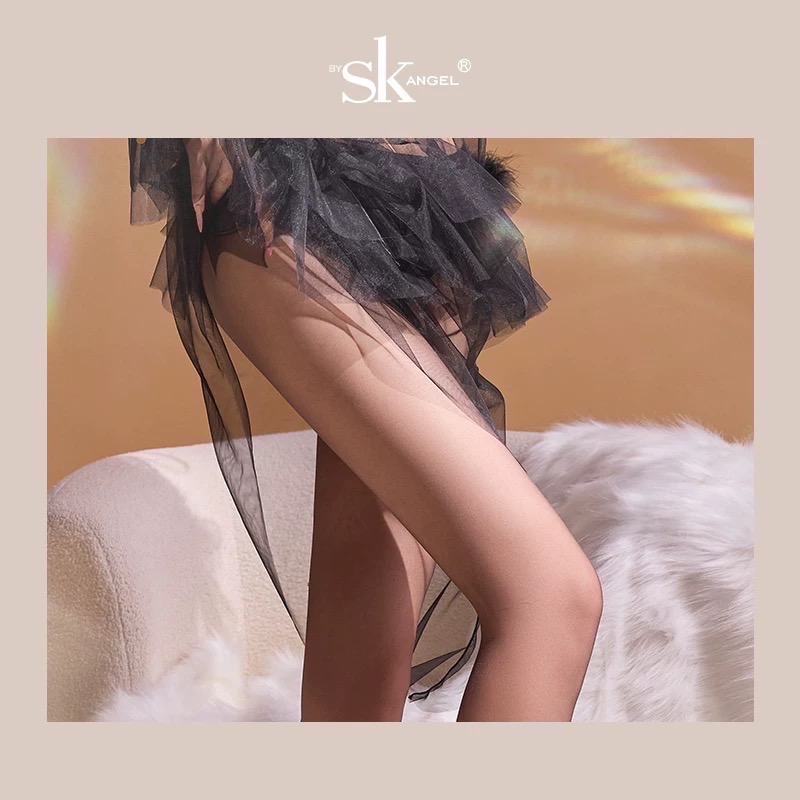 SK網紗腰 開襠💜綺夢可可 1D 無縫襠開襠 加長高個子 透膚絲襪 黑絲 偽娘 SK Angel 腰下透明-規格圖8