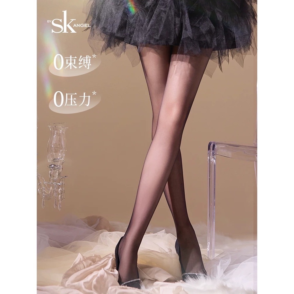 長腿專屬 💜SK琥珀情 512針 T襠開襠 加長高個子 5D透膚絲襪 黑絲 SK Angel 耐勾絲 大碼加大絲襪-細節圖6