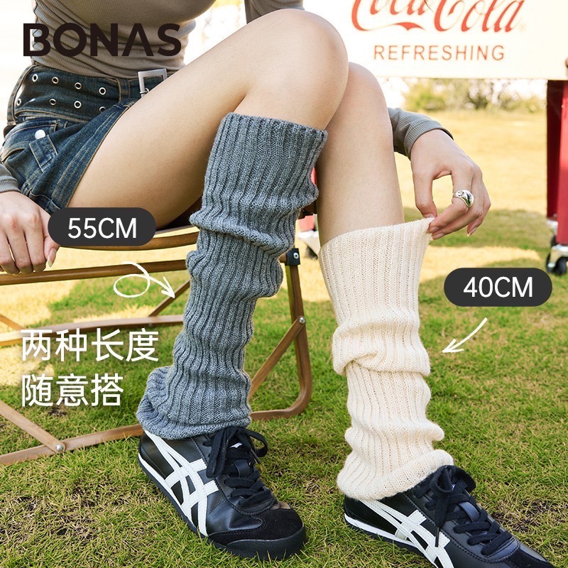 寶娜斯BONAS❤️襪套 泡泡襪 秋冬保暖針織中統 雪地靴雪套 堆堆襪 光腿神器褲襪搭配襪套 腿套-細節圖3