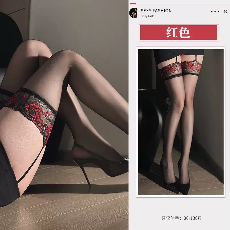 平價款🌹3D經典玫瑰刺繡 蕾絲一體吊帶絲襪 油亮 極光 啞光 免脫性感 吊襪帶 黑絲 超薄 情趣-規格圖8