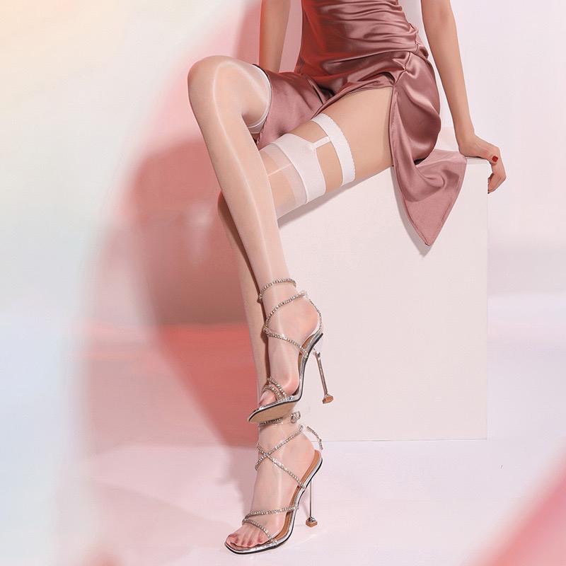 台灣出貨🖤珞櫻正品 油亮大腿絲襪 8215馬油絲襪 極光襪白色絲襪 黑絲 透膚絲襪 長筒絲襪 性感 吊帶襪大腿襪-細節圖2