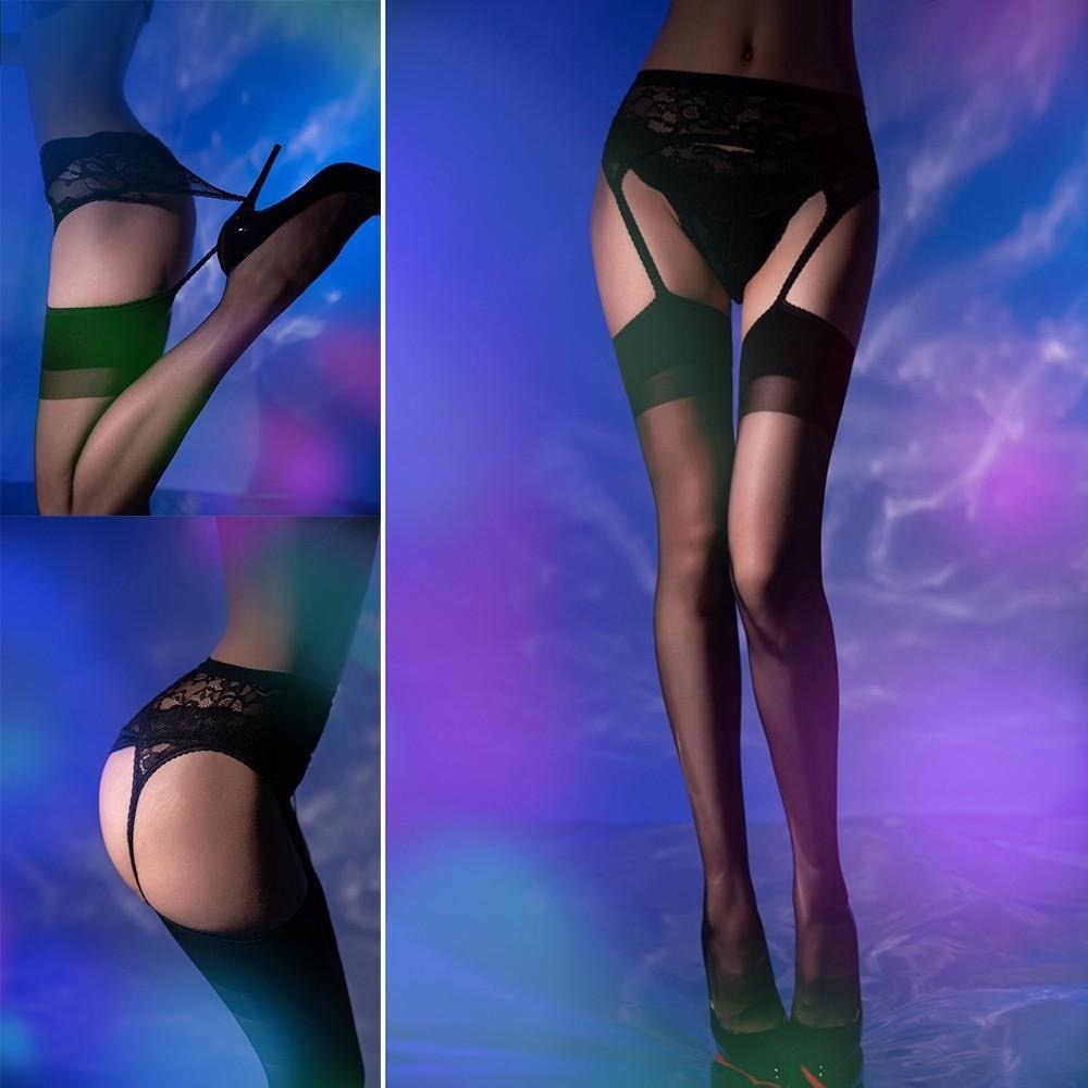 珞櫻正品🖤蕾絲吊帶襪大腿絲襪 吊襪帶 極光馬油絲襪 透膚絲襪 性感蕾絲吊帶襪 吊帶絲襪 大腿襪 無痕-細節圖4