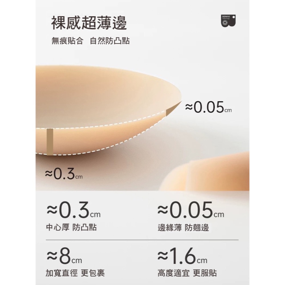 寶娜斯「融膚」無痕胸貼 ❤️ 粉底柔面 隱形胸貼 矽膠胸貼 透氣黏度高 泳裝禮服夏季穿搭必備-細節圖6