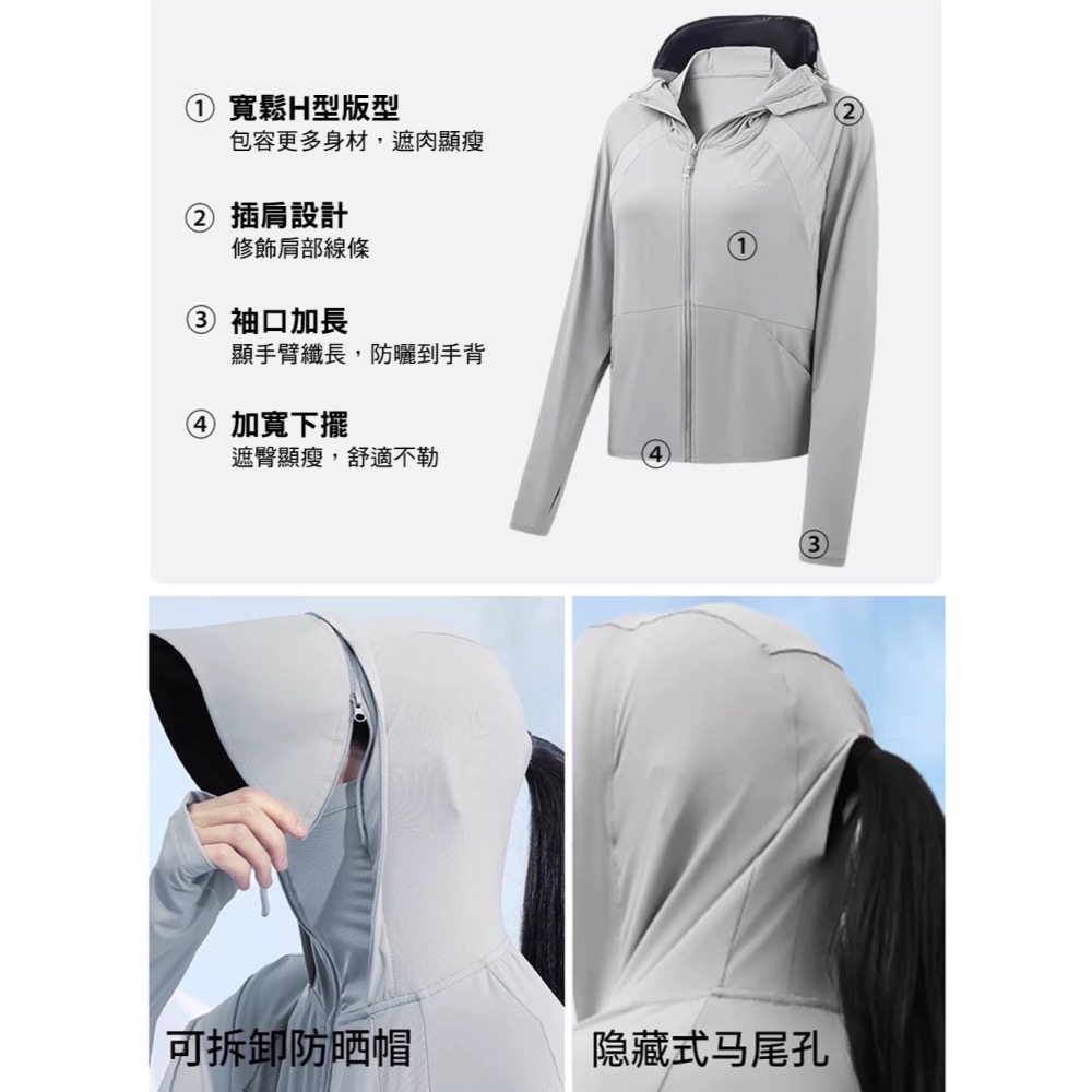 寶娜斯寬版防曬外套❄️抗UV 防曬涼感外套 UPF50+ 寬版軟黑膠可拆卸帽簷 阻隔紫外線 冰絲降溫-細節圖2