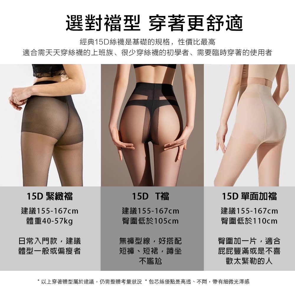 多種襠型 ❤️可斐15D 透膚絲襪 黑色絲襪 空姐灰膚色絲襪 T襠 透明絲襪 遮瑕防曬-細節圖2