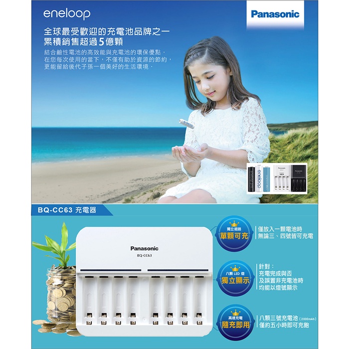 Panasonic BQ-CC63TW BQ-CC63 智控8槽充電器 鎳氫急速充電器 充電器 公司貨-細節圖2