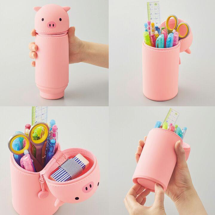 日本 LIHIT LAB. A-7714 (大) / A-7712 (小) 動物造型直立式伸縮鉛筆盒 伸縮筆筒 筆袋-細節圖2