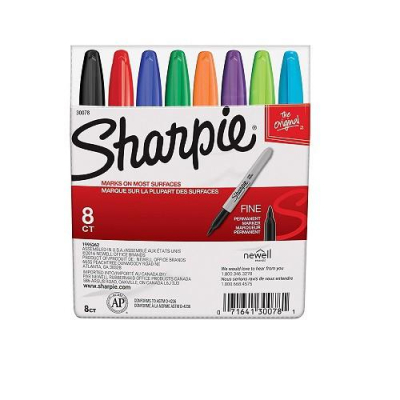 美國 Sharpie 30078 八色粗字萬用筆組 (袋裝) 1.0mm 環保無毒 速乾 簽字筆 奇異筆 麥克筆