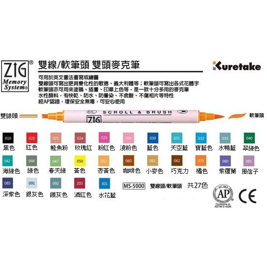 吳竹Kuretake MS-5000 雙頭麥克筆(雙線/軟筆頭)-細節圖4