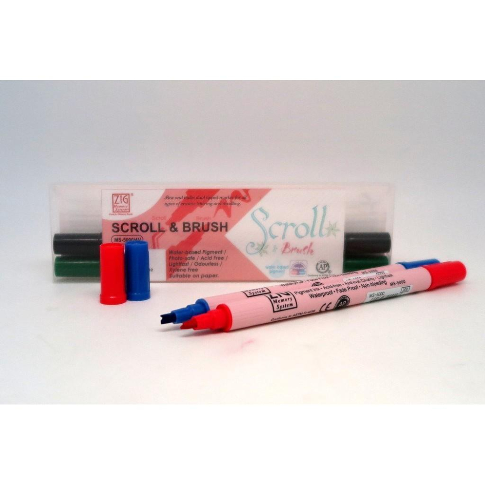 吳竹Kuretake MS-5000/4V MS-5000/8V 雙頭麥克筆(雙線/軟筆頭) 4色組 8色組-細節圖2