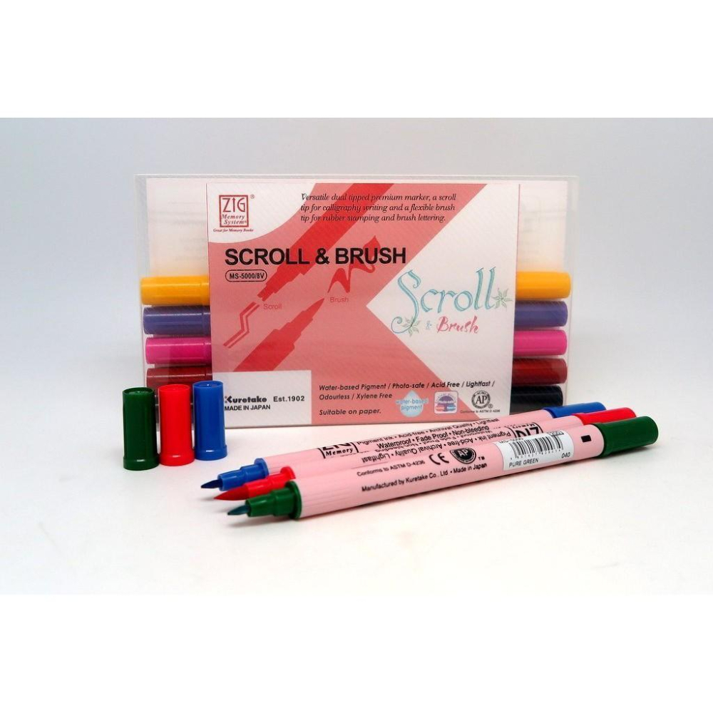 吳竹Kuretake MS-5000/4V MS-5000/8V 雙頭麥克筆(雙線/軟筆頭) 4色組 8色組-細節圖4