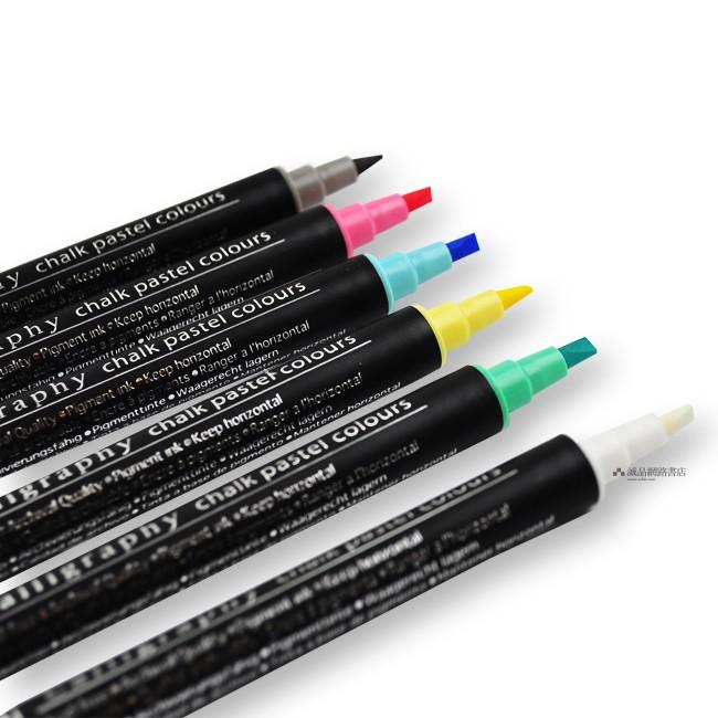 吳竹Kuretake MS-6400/6V 粉筆色系 雙頭平頭麥克筆 6色一盒  2mm 3.5mm-細節圖3