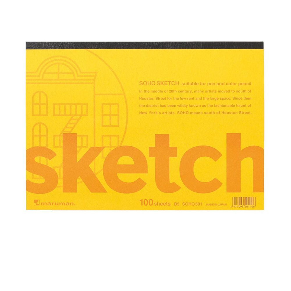 日本 Maruman SOHO-401/501/601 NEW-SOHO 素描本 B4 B5 B6 繪圖本膠裝 100入-細節圖2