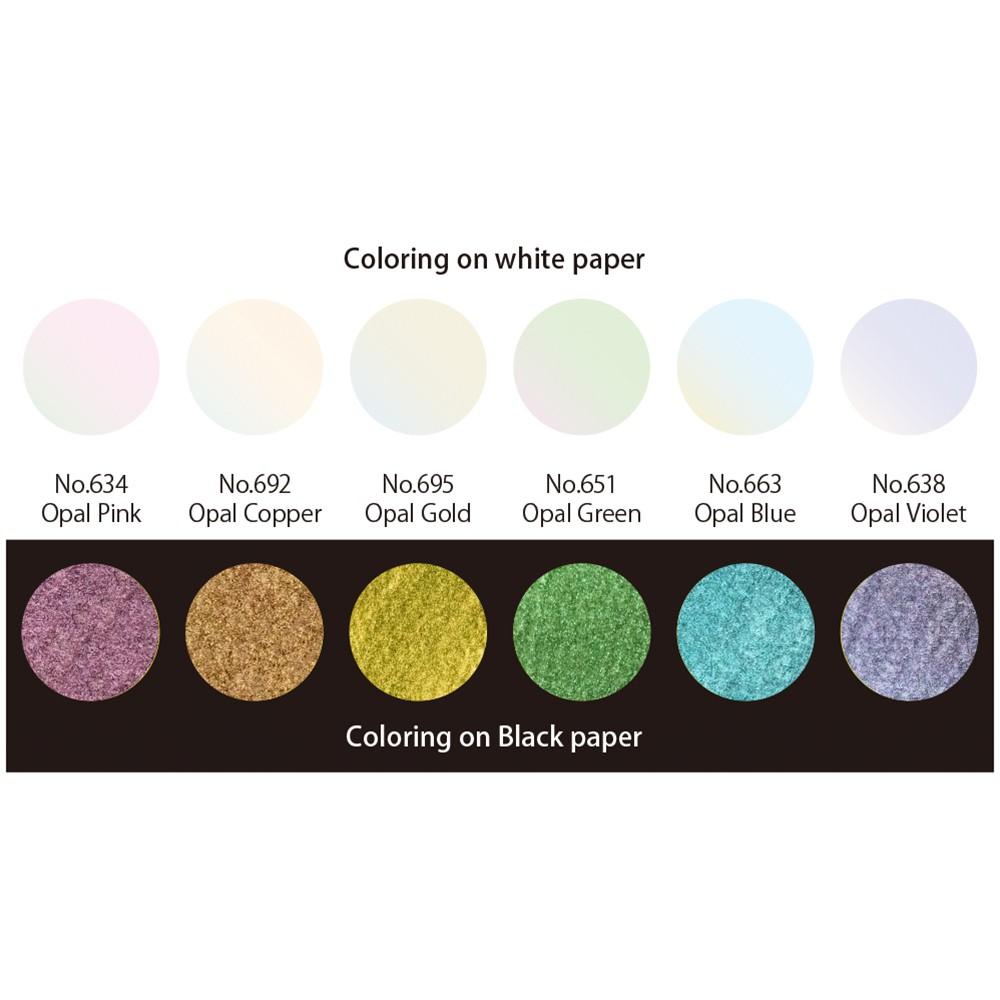 Kuretake 日本吳竹 MC20OC-6V 顏彩耽美 蛋白石偏光水彩盤 - 綠盒-細節圖2