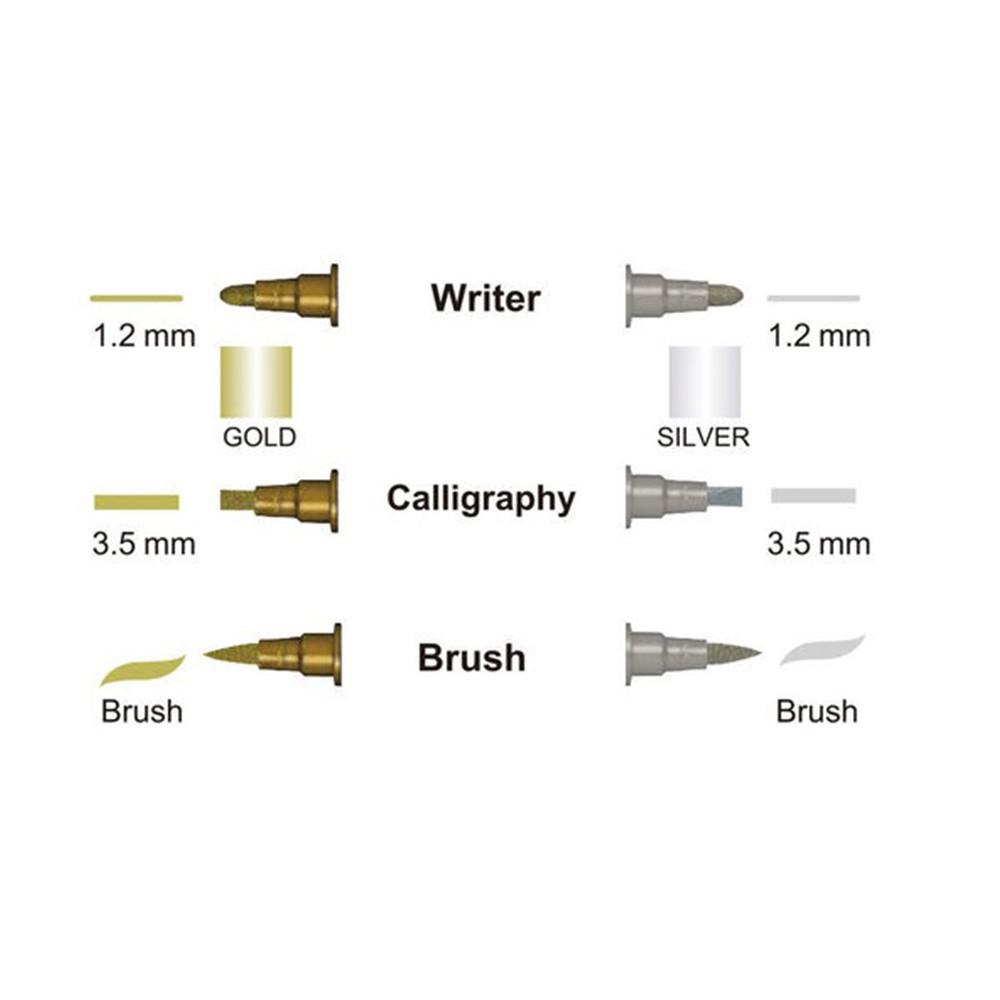 Kuretake 日本吳竹 MS-3VGS 雙頭麥克筆 金銀 三入組-細節圖2