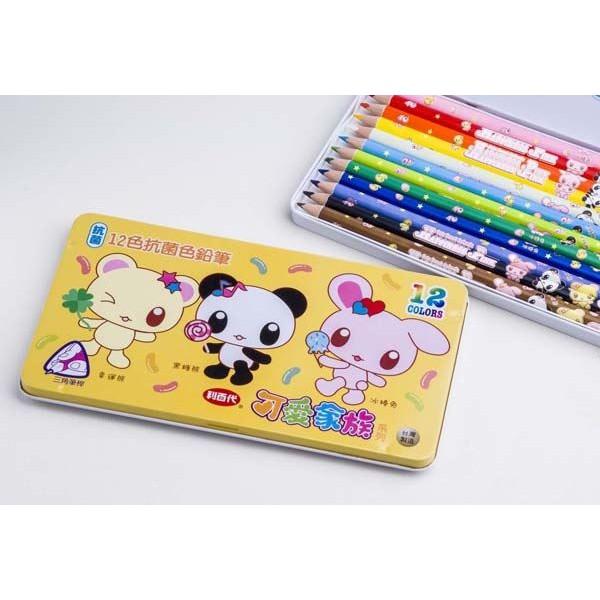 利百代 Liberty 可愛家族抗菌三角色鉛筆 12色 鐵盒裝 CC-073-細節圖3