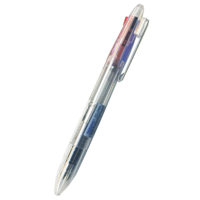 節奏 tempo 3C-150 0.7鐵夾透明三色原子筆(短桿) 0.7mm