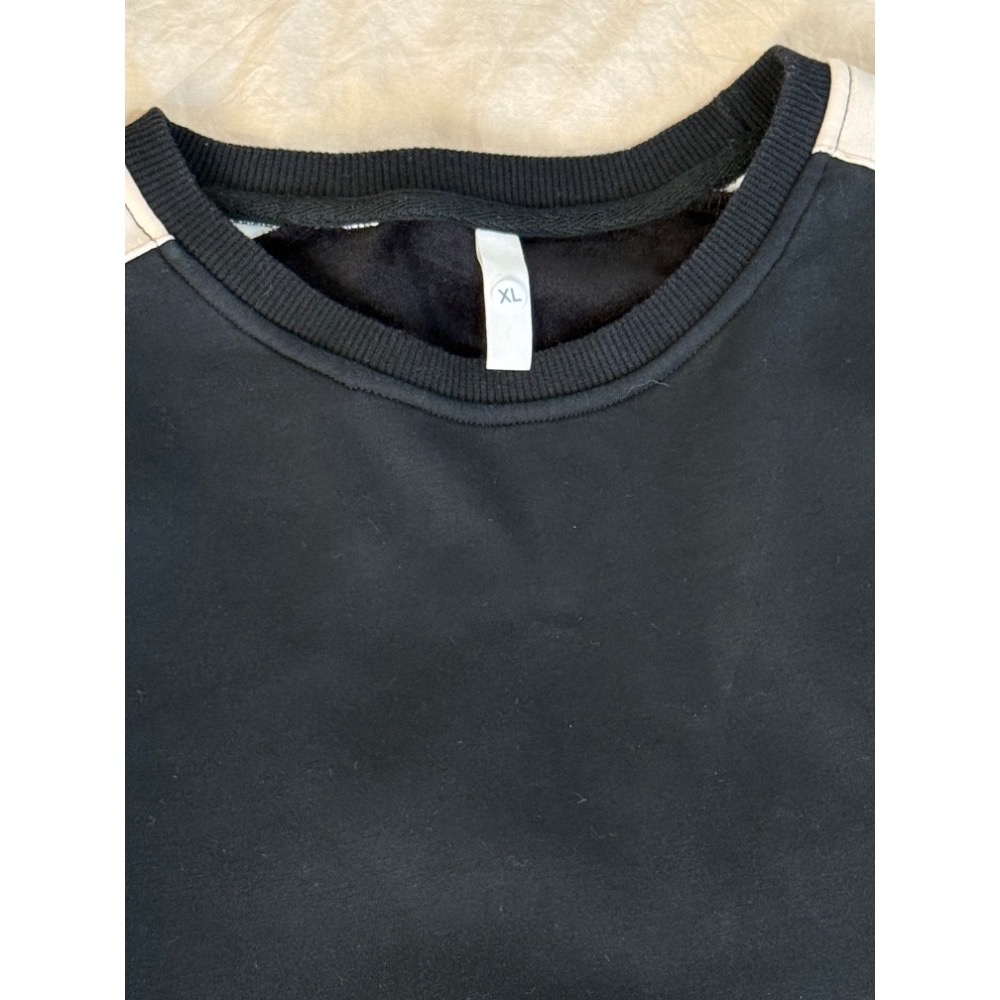 撞色長袖大學T 內刷毛保暖上衣 衛衣 黑色大學T 百搭 韓版 非 外套 夾克 uniqlo上衣 襯衫 素T-細節圖3