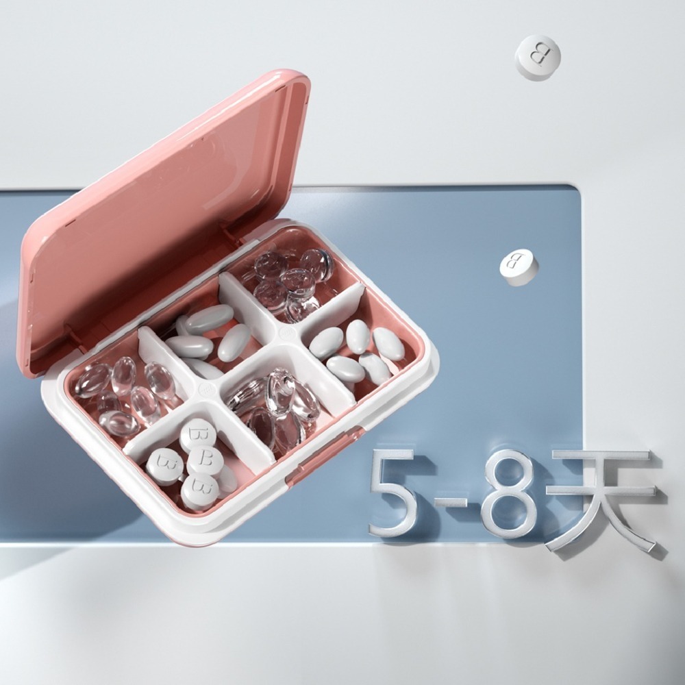 食品級ABS 無毒方形維他命盒六格／藥盒-細節圖2
