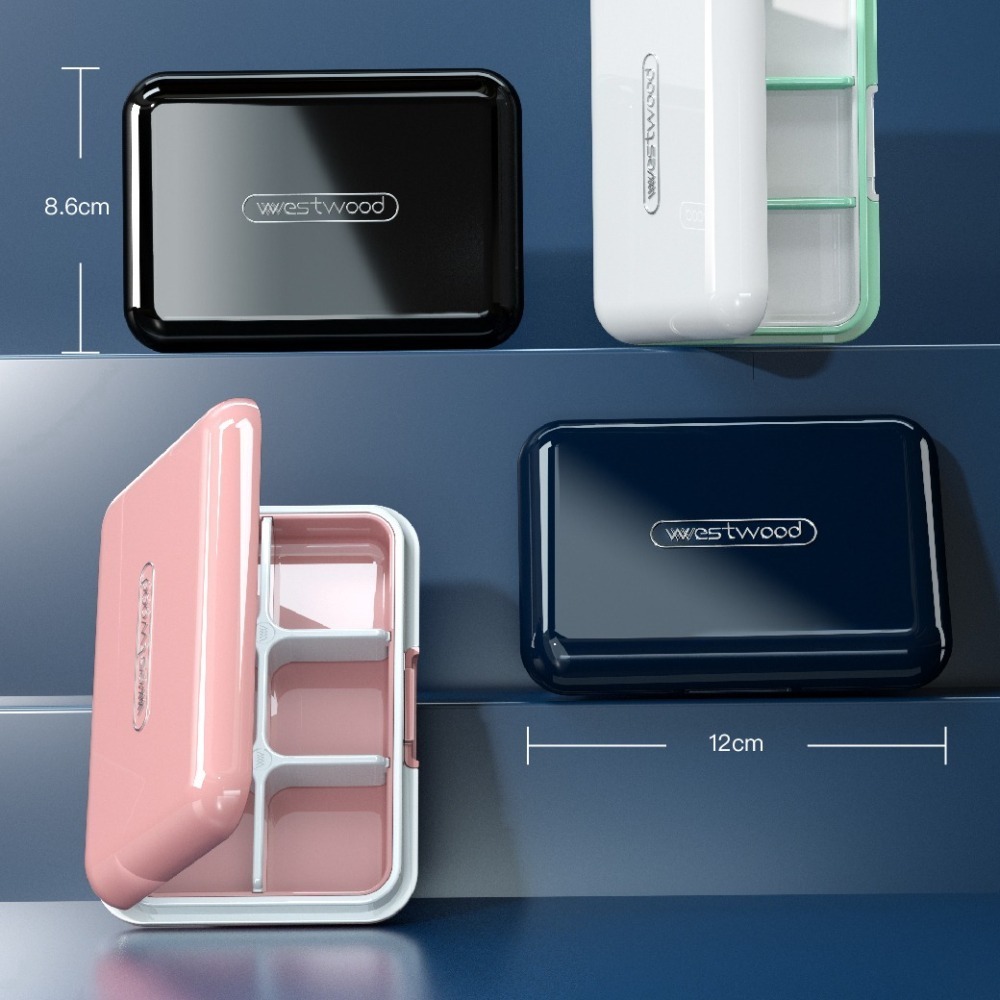 食品級ABS 無毒方形維他命盒六格／藥盒-細節圖3