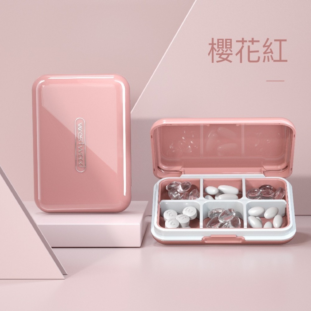 食品級ABS 無毒方形維他命盒六格／藥盒-細節圖7