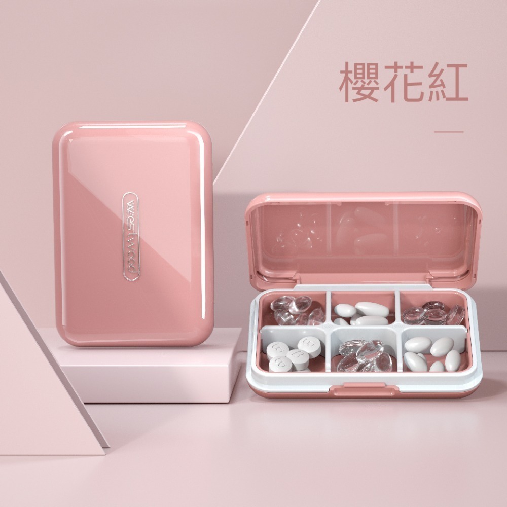 食品級ABS 無毒方形維他命盒六格／藥盒-規格圖9