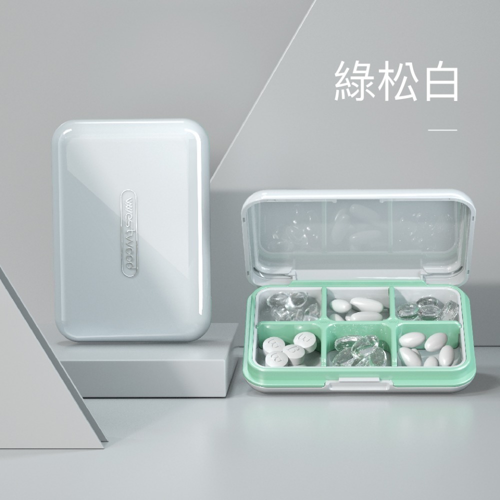 食品級ABS 無毒方形維他命盒六格／藥盒-規格圖9