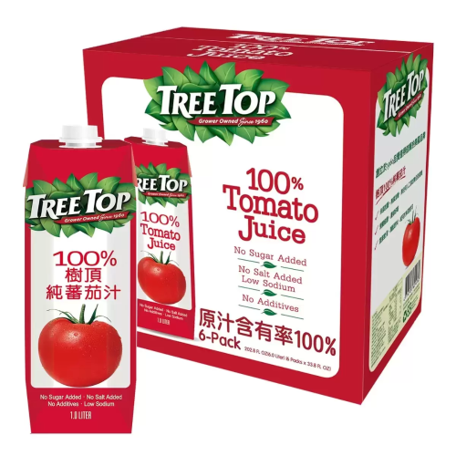 免運 Tree Top 樹頂 100% 純番茄汁 1公升 X 6入 #74990【杰洋好市多代購】