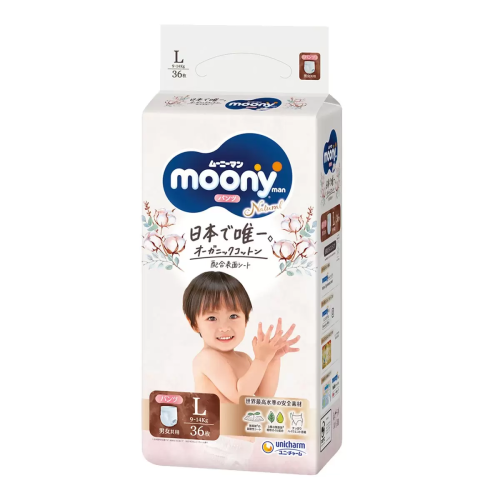 免運 Natural Moony 日本頂級版紙尿褲 褲型 L號 144片 #223147【杰洋好市多代購】