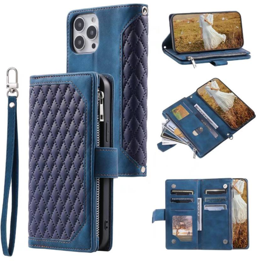 005款格子拉鍊帶短繩手機皮套Iphone11/12 ( Mini / iPhone / Pro / Pro Max)-細節圖6