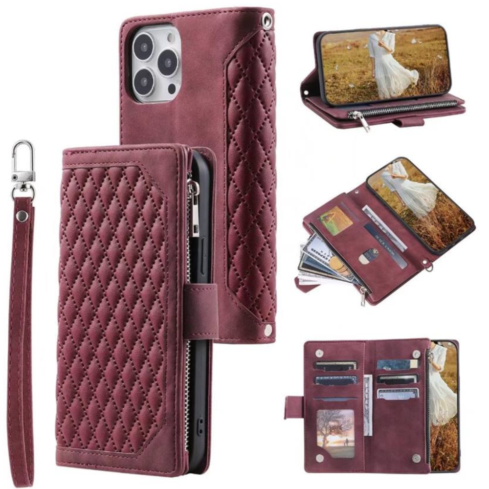 005款格子拉鍊帶短繩手機皮套Iphone11/12 ( Mini / iPhone / Pro / Pro Max)-細節圖7