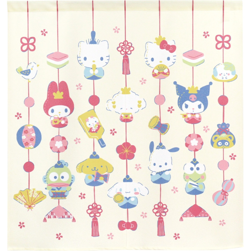 日本製COSMOS三麗鷗凱蒂貓HelloKitty門簾窗簾三麗鷗人物吊娃娃85X90-細節圖2