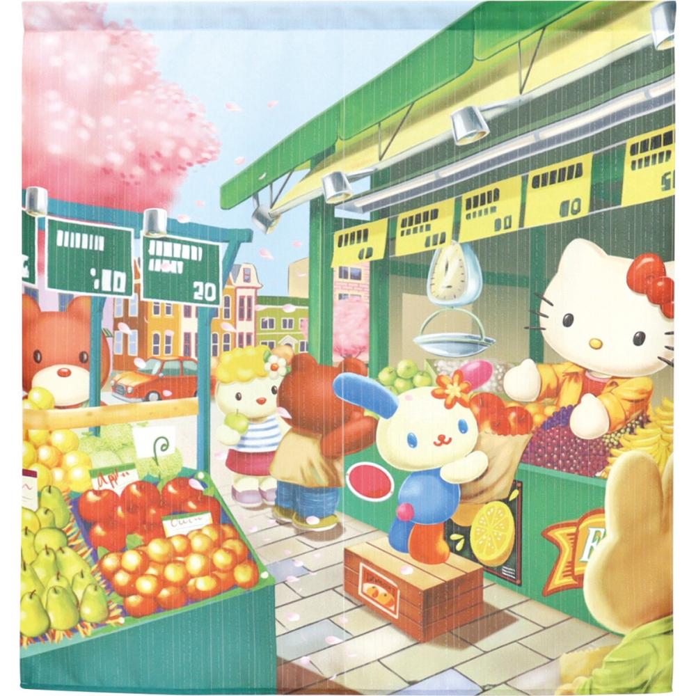 日本製COSMOS三麗鷗凱蒂貓HelloKitty門簾窗簾景觀市場85X90-細節圖2