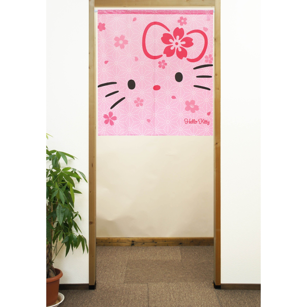 日本製COSMOS三麗鷗凱蒂貓HelloKitty門簾窗簾拉拉櫻花85X90-細節圖3