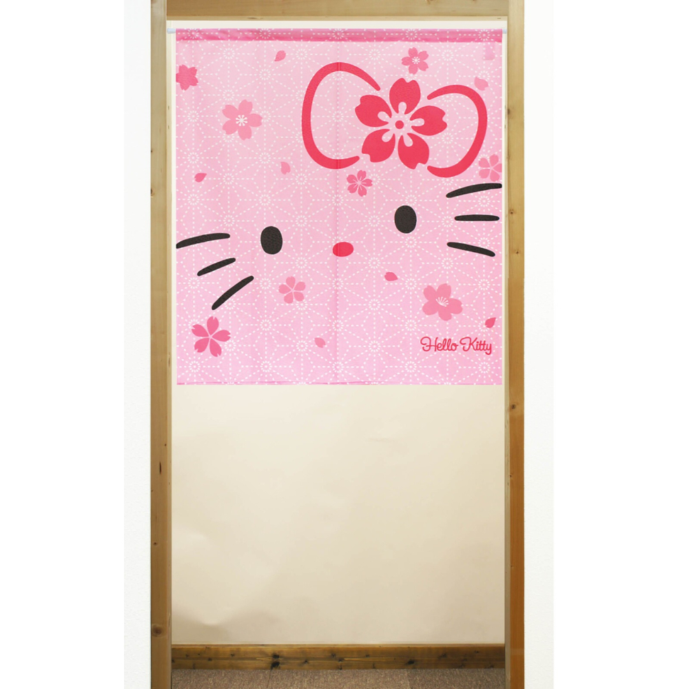 日本製COSMOS三麗鷗凱蒂貓HelloKitty門簾窗簾拉拉櫻花85X90-細節圖4