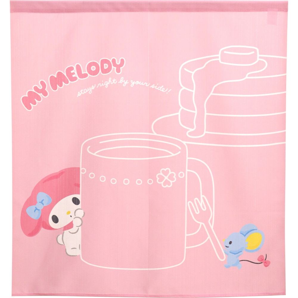 日本製COSMOS三麗鷗美樂蒂門簾窗簾MyMelody 窩在家裡 85X90-細節圖2