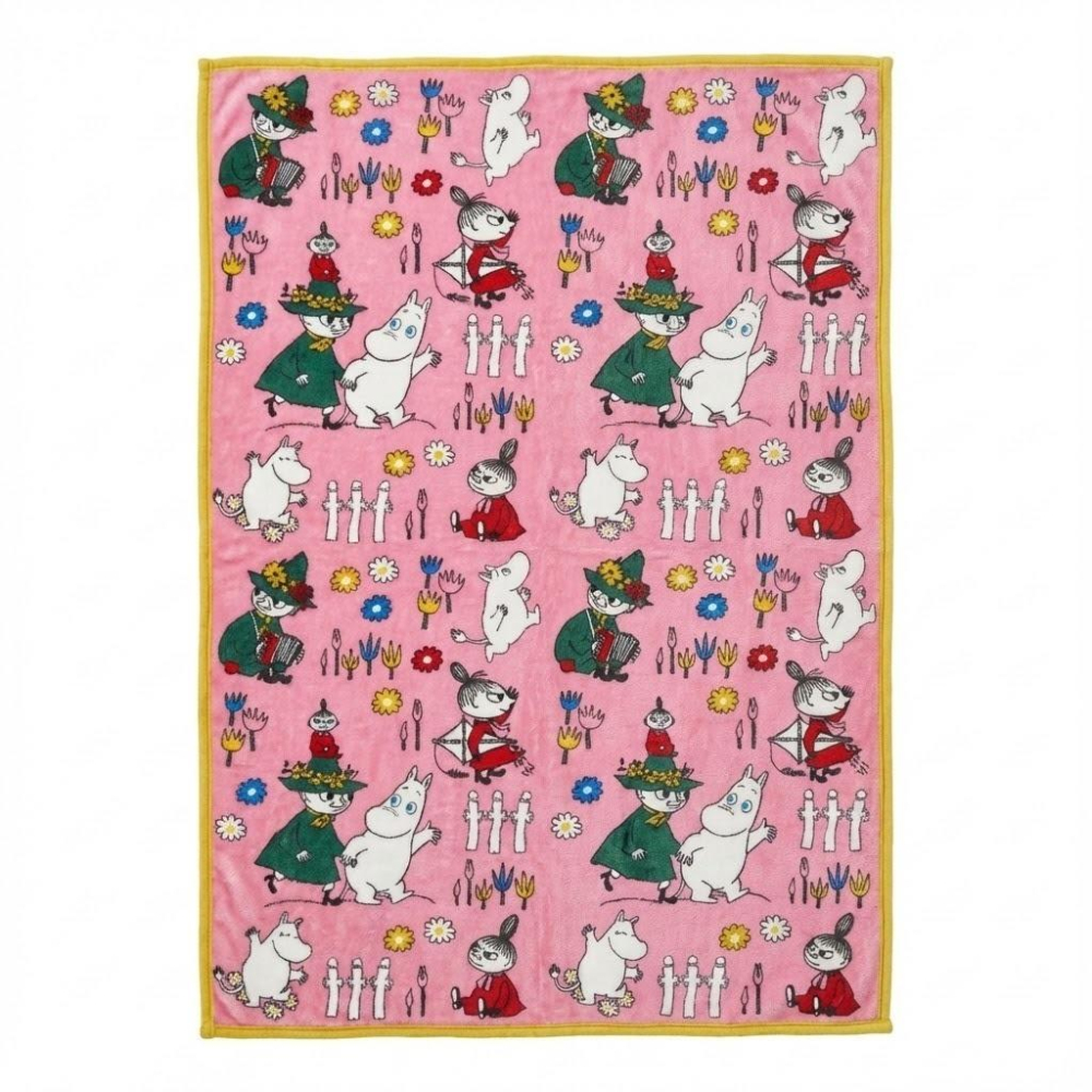 日本 正版 Moomin 姆明 嚕嚕米 魯魯咪 小不點 花朵 花卉 珊瑚絨 蓋毯 毛毯 毯子 披肩毯 被子 保溫 保暖-細節圖2