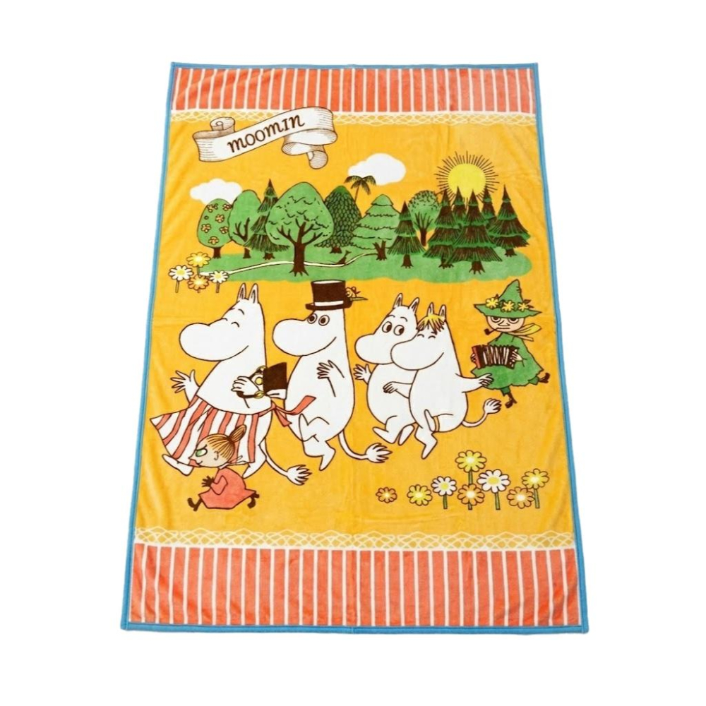 日本 正版 Moomin 姆明 嚕嚕米 魯魯咪 小不點 花朵 花卉 珊瑚絨 蓋毯 毛毯 毯子 披肩毯 被子 保溫 保暖-細節圖3