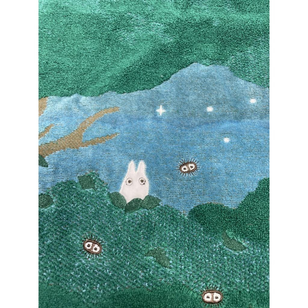 日本 Marushin 吉卜力 龍貓 浴巾 月夜之晚 60 120 夜光效果 龍貓吹笛子 小白 小藍龍貓-細節圖4