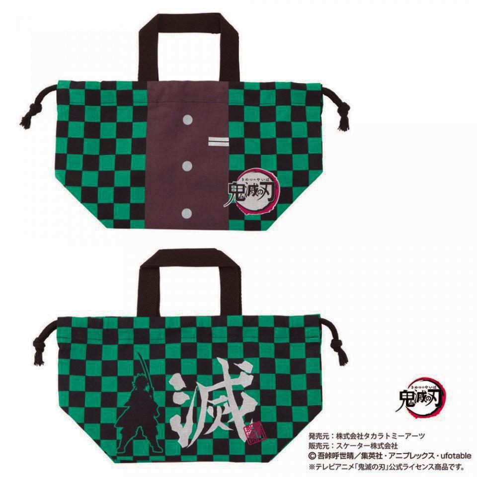 日本製 Skater 鬼滅之刃 竈門 炭治郎 束口 提袋 便當盒 便當袋 便當布 購物袋 手提袋 餐袋 野餐 KB7-細節圖3