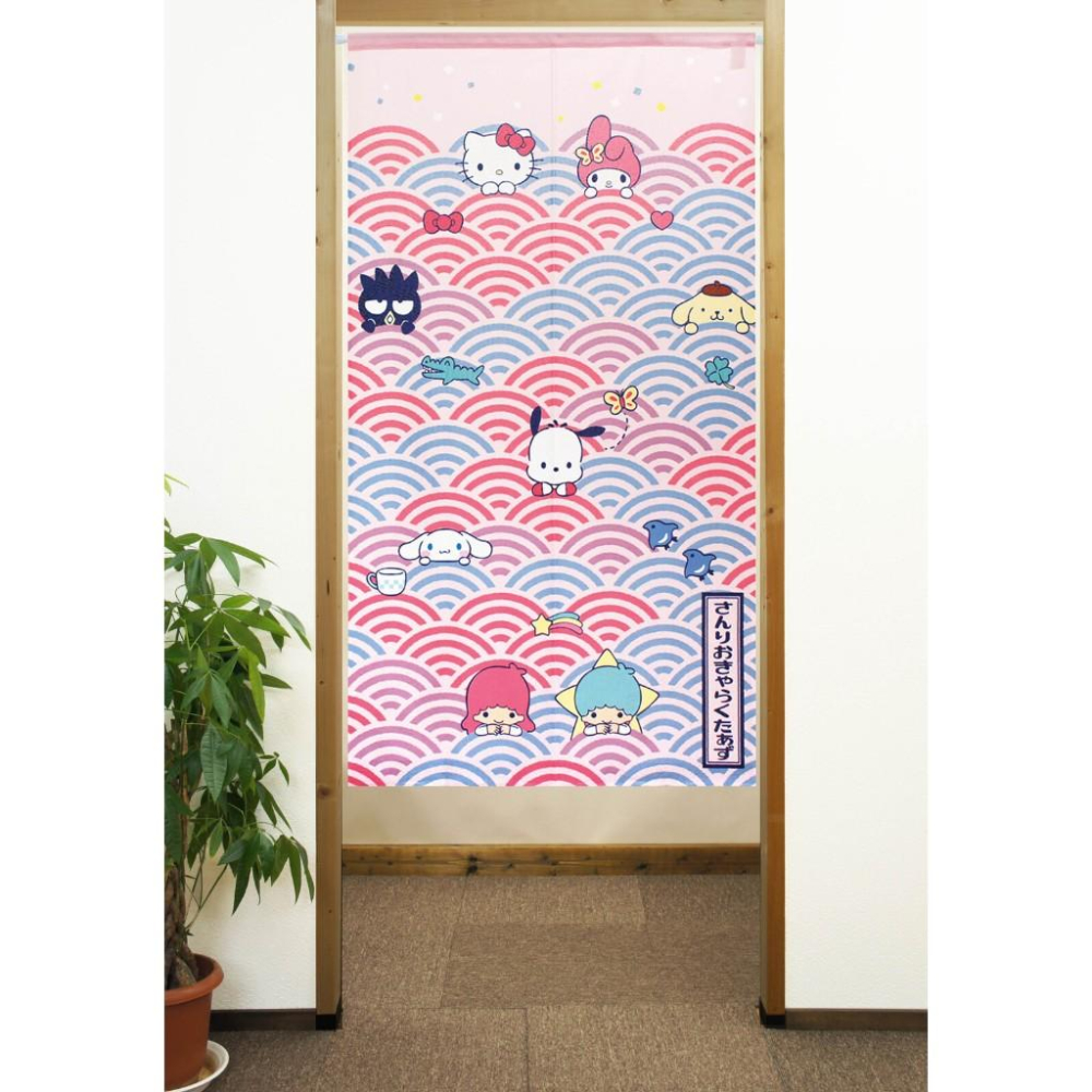 日本製 三麗鷗 庫洛米 美樂蒂 人魚漢頓 貝克鴨 布丁狗 帕恰狗 蛋黃哥 門簾 長門簾 長簾 窗簾 交換禮物 聖誕節-細節圖4