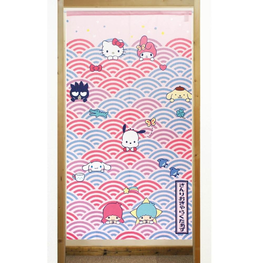 日本製 三麗鷗 庫洛米 美樂蒂 人魚漢頓 貝克鴨 布丁狗 帕恰狗 蛋黃哥 門簾 長門簾 長簾 窗簾 交換禮物 聖誕節-細節圖5