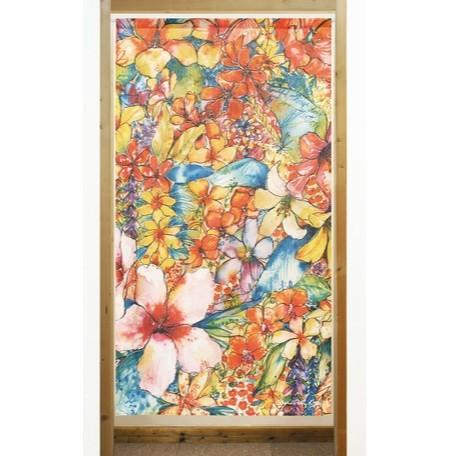 日本製 金魚 水彩 花 風格 居家裝飾 裝飾 擺飾 門簾 長門簾 長簾 窗簾 交換禮物 聖誕節 萬聖節 生日禮物 送禮-細節圖3