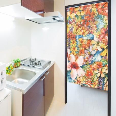 日本製 金魚 水彩 花 風格 居家裝飾 裝飾 擺飾 門簾 長門簾 長簾 窗簾 交換禮物 聖誕節 萬聖節 生日禮物 送禮-細節圖4