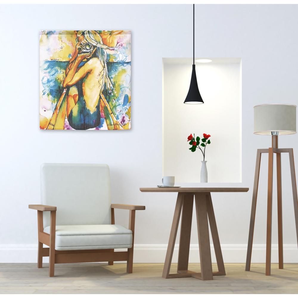 日本製 金魚 水彩 花 風格 居家裝飾 裝飾 擺飾 門簾 短門簾 短簾 窗簾 門簾一片式 交換禮物 聖誕節 生日禮物-細節圖3