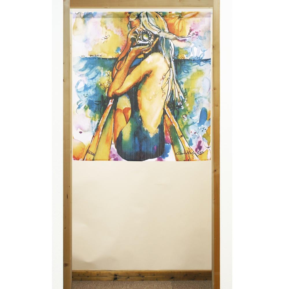 日本製 金魚 水彩 花 風格 居家裝飾 裝飾 擺飾 門簾 短門簾 短簾 窗簾 門簾一片式 交換禮物 聖誕節 生日禮物-細節圖4