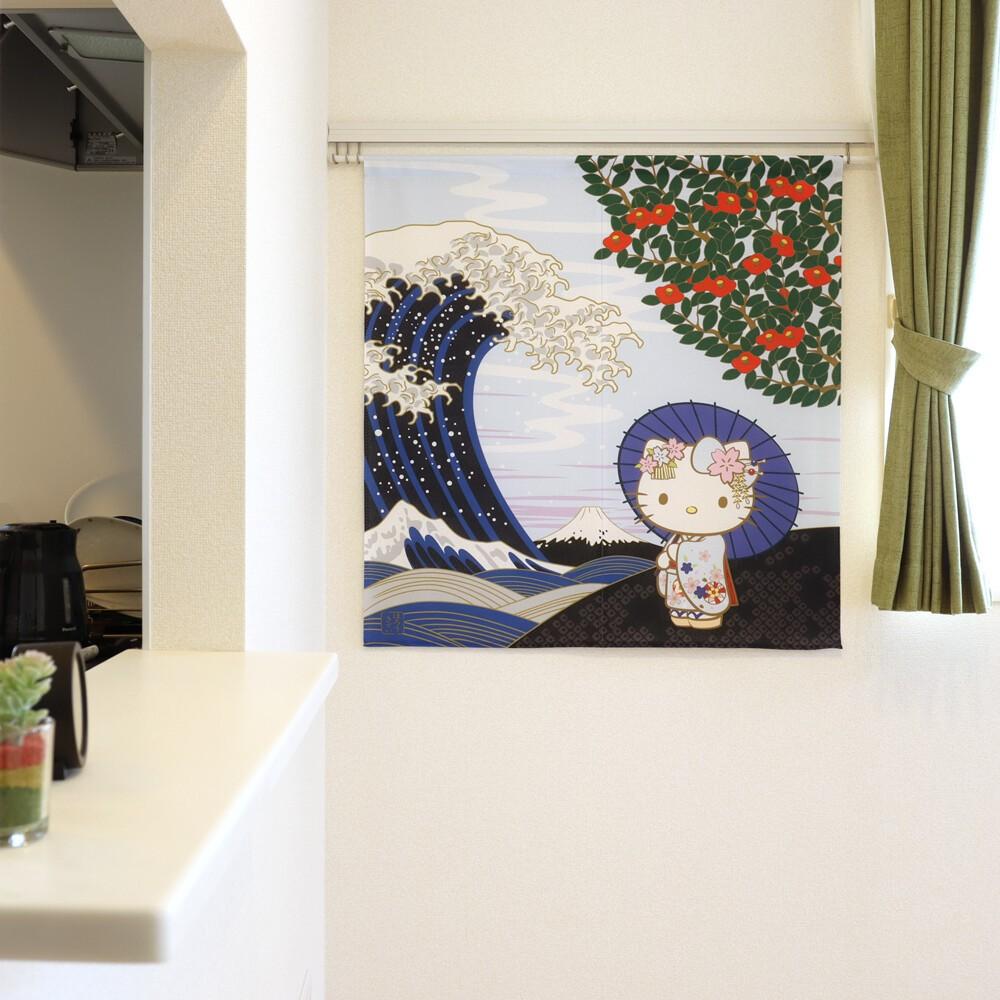 日本製 Hello Kitty 凱蒂貓 門簾 短門簾 短簾 窗簾 門簾一片式 交換禮物 聖誕節 萬聖節 生日禮物 新年-細節圖3