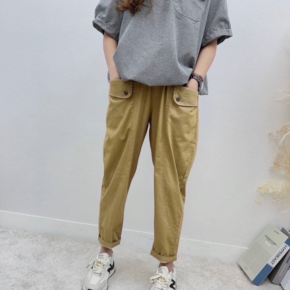 🌟經典款🌟馬卡龍色 休閒褲 哈倫褲 老爺褲💯街頭百搭色褲-細節圖2