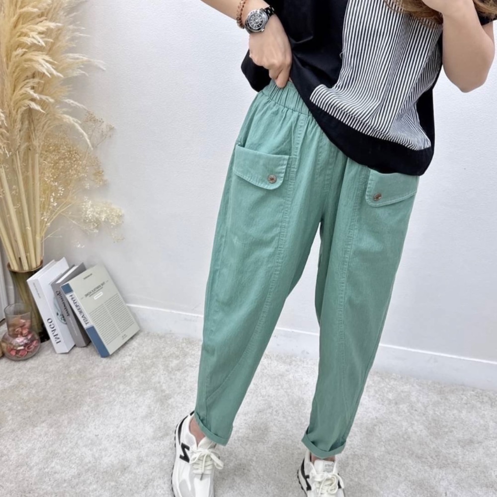 🌟經典款🌟馬卡龍色 休閒褲 哈倫褲 老爺褲💯街頭百搭色褲-細節圖10