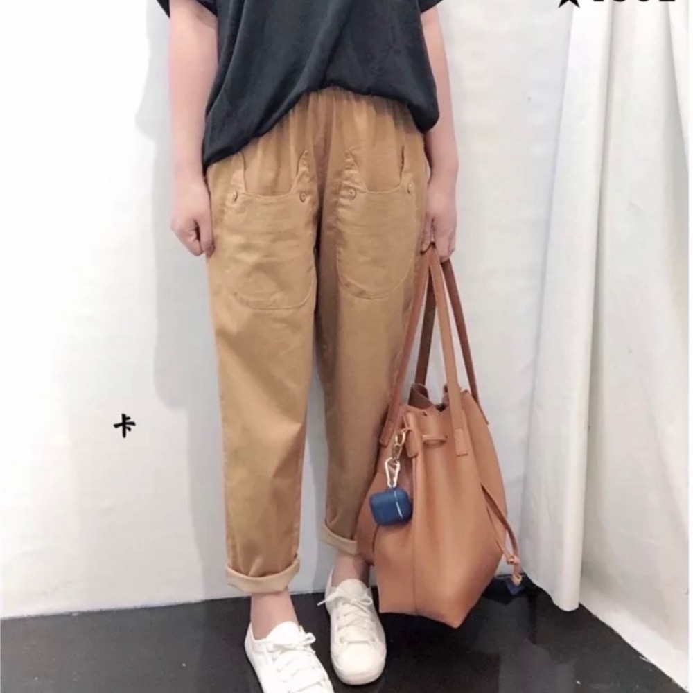 🔥喵咪貓咪🔥造型口袋 超透涼哈倫褲 涼感褲 休閒褲-細節圖2